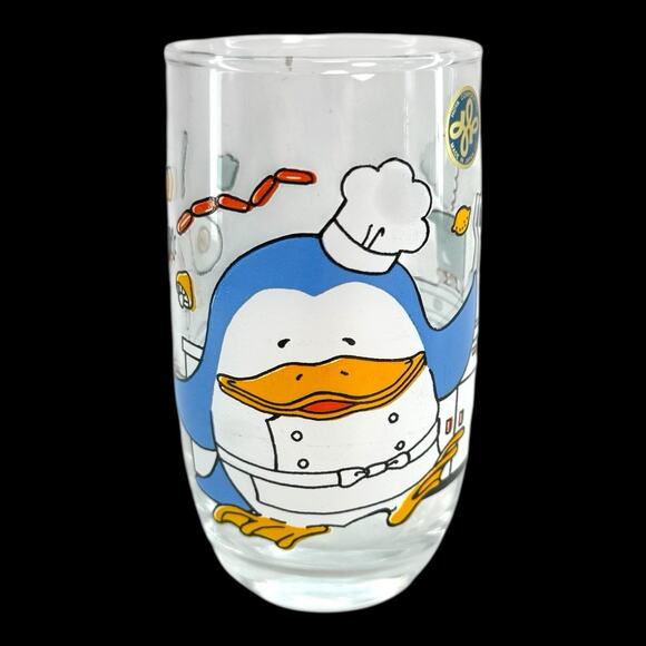 Vintage Suntory Beer Glass Papipu Penguin Chef Cook by Hoya Japan 8oz Breweriana - Picture 1 of 8